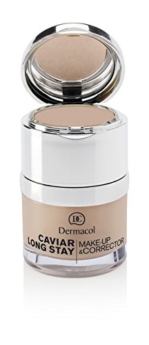 Dermacol Base Correctora de Maquillaje 2en1 de Larga Duración con Extracto de Caviar - Corrector de Manchas, Mate, Hipoalergénico, No Graso - Crema de Belleza Hidratante, Cobertura Total- Bronceado