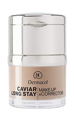 Dermacol Base Correctora de Maquillaje 2en1 de Larga Duración con Extracto de Caviar - Corrector de Manchas, Mate, Hipoalergénico, No Graso - Crema de Belleza Hidratante, Cobertura Total- Bronceado