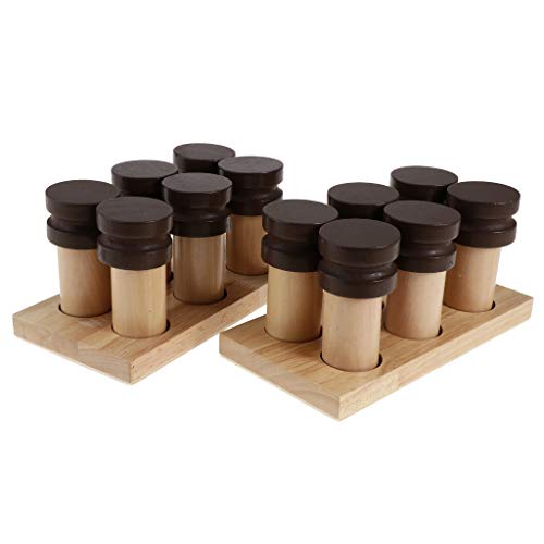 Desconocido Juegos de Montessori Caja de Soporte Material Sensorial Fragancia con Olor Cilindro Botella Madera