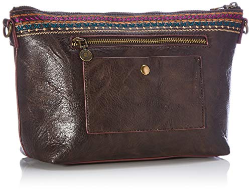 Desigual Accessories-Bolsa de Piel sintética, Cuerpo de Across para Mujer, marrón, U