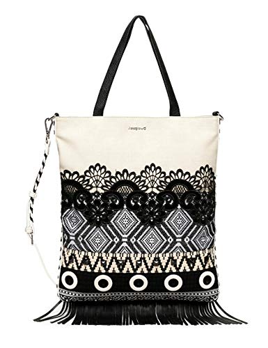 Desigual Bols_Black White Coro - Bolso de asa, color blanco