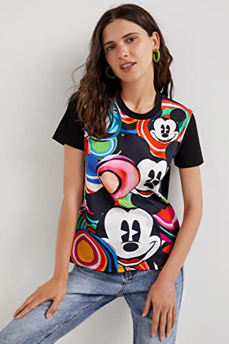 Desigual TS_Mickey Marbles Camiseta, Negro, S para Mujer