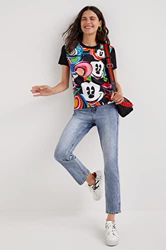 Desigual TS_Mickey Marbles Camiseta, Negro, S para Mujer