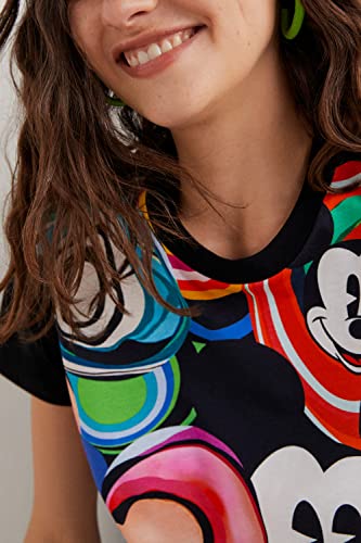 Desigual TS_Mickey Marbles Camiseta, Negro, S para Mujer