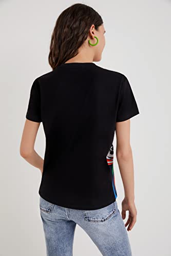 Desigual TS_Mickey Marbles Camiseta, Negro, S para Mujer