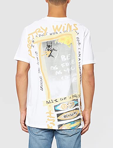 Desigual TS_Surf Collage Camiseta, Blanco, L para Hombre