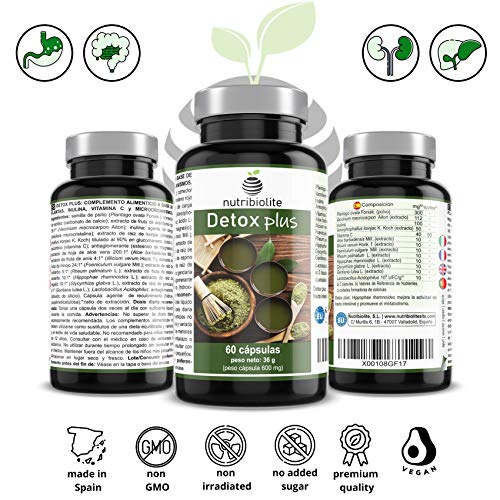 Detox Plus - Complemento alimentício natural con 13 ingredientes para auxiliar en el proceso depurativo natural del cuerpo