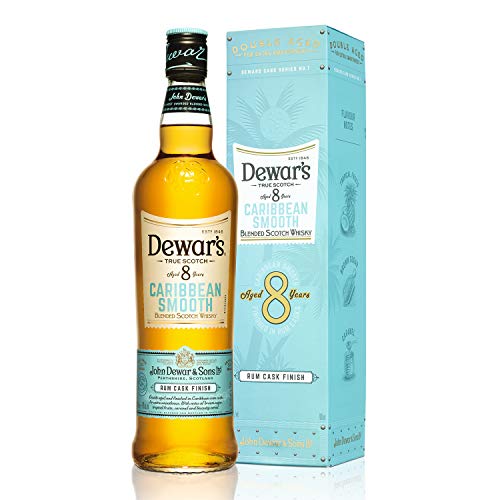 DEWAR'S Whisky Escocés, 8 Años Caribbean Smooth Envejecido en Barricas de Ron y Ex­Bourbon con Notas Dulces y Tropicales, 700ml