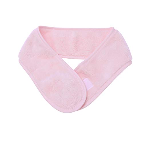 Diadema de spa facial Diadema de microfibra ajustable Toalla elástica Banda para envolver el cabello para ducha de maquillaje, 1 pieza (rosa)