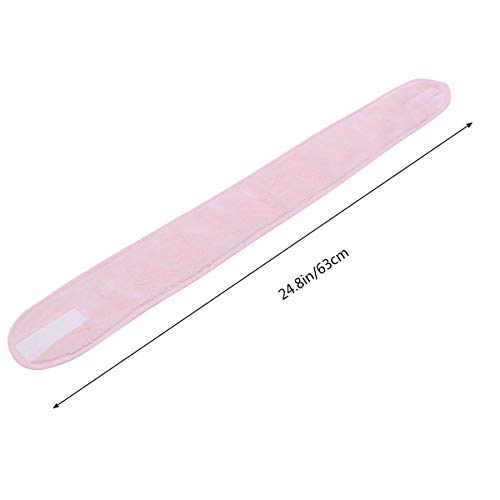 Diadema de spa facial Diadema de microfibra ajustable Toalla elástica Banda para envolver el cabello para ducha de maquillaje, 1 pieza (rosa)