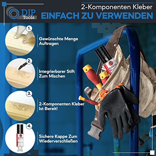 DIP-Tools - Adhesivo epoxi de dos componentes, pegamento universal, libre de BPA (1x25ml)