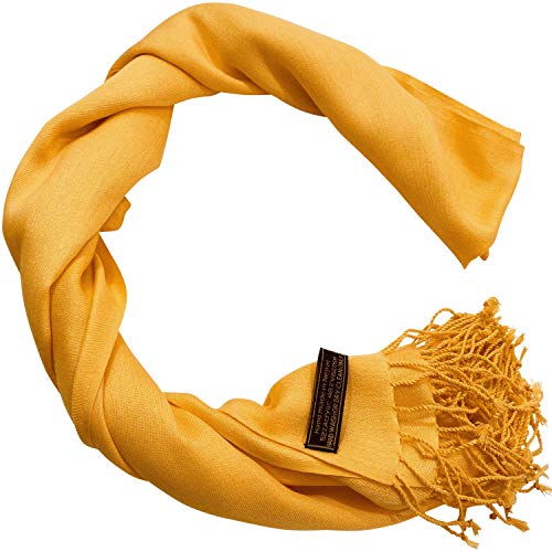 Diseño de color sólido Nepal Chal Bufanda Wrap Stole Throw Head Wrap Face Cover Pashmina CJ Ropa NUEVA, Amarillo ámbar, Talla única