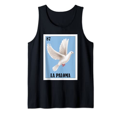 Diseño de Paloma Blanca Española - Lotería Mexicana La Paloma Camiseta sin Mangas