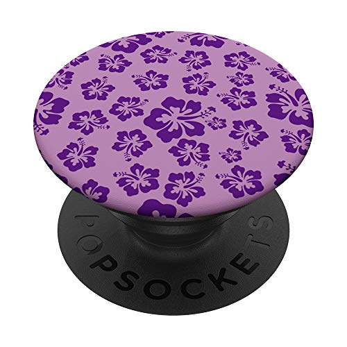 Diseño de patrón de flores de hibisco púrpura con estampado floral tropical PopSockets PopGrip Intercambiable