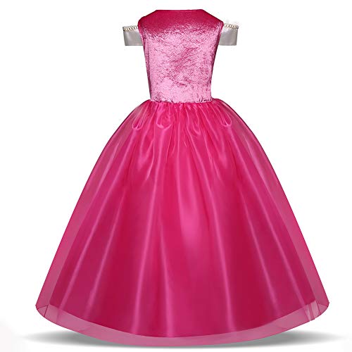 Disfraz de princesa de las niñas Cosplay de la bella durmiente (rosa, 3-10 años)(130cm)