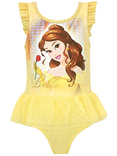 Disney Bañador para Niña La Bella y la Bestia Amarillo 6 a 7 Años