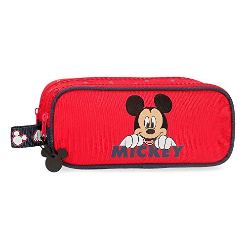 Disney Happy Mickey Estuche Doble Rojo 23x9x7 cms Poliéster