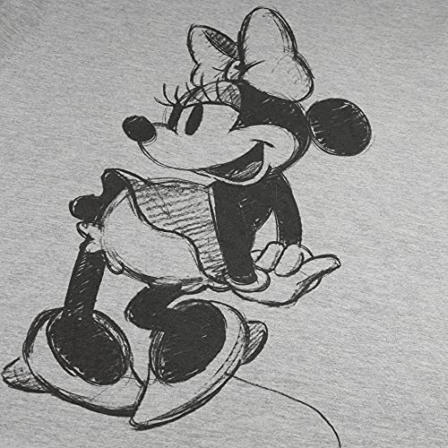 Disney Minnie Sketch Camiseta, Gris, XL para Mujer