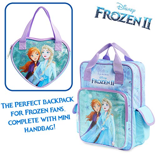 Disney Mochila Escolar Frozen 2 con Elsa y Ana + Bolso Niña, Mochilas Escolares Juveniles con Princesas Disney, Bolsa Infantil Guardería, Regalos Niñas