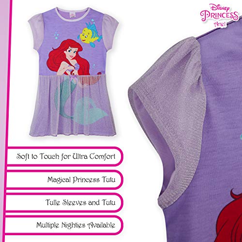 Disney Pijama Niña, Camison de Las Princesas Ariel Cenicienta Bella Jasmine o Rapunzel, Vestidos Niña para Dormir, Regalos para Niñas 2-12 Años (Morado Oscuro, 5-6 años)