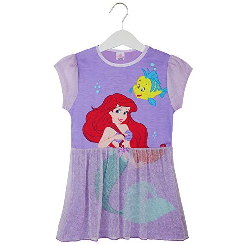 Disney Pijama Niña, Camison de Las Princesas Ariel Cenicienta Bella Jasmine o Rapunzel, Vestidos Niña para Dormir, Regalos para Niñas 2-12 Años (Morado Oscuro, 5-6 años)