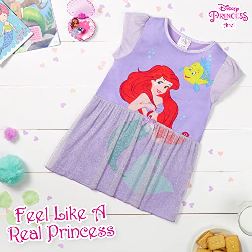 Disney Pijama Niña, Camison de Las Princesas Ariel Cenicienta Bella Jasmine o Rapunzel, Vestidos Niña para Dormir, Regalos para Niñas 2-12 Años (Morado Oscuro, 5-6 años)