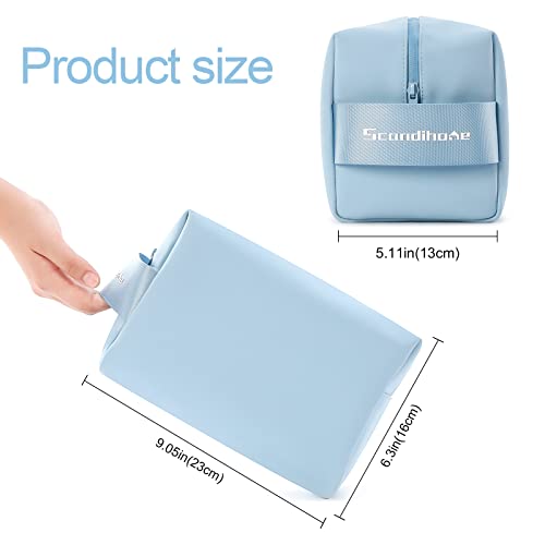 Dizdvizd Bolsas de Aseo para Mujeres y Hombre, Grande Neceser de Viaje, PU Impermeable Organizador de Cosméticos - Azul Claro