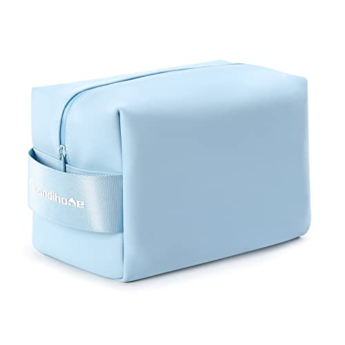 Dizdvizd Bolsas de Aseo para Mujeres y Hombre, Grande Neceser de Viaje, PU Impermeable Organizador de Cosméticos - Azul Claro