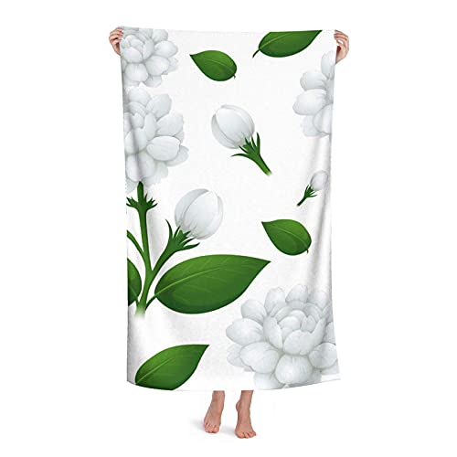 DLJIYZX Toalla de baño Fondo Transparente con Flores de jazmín Toalla de baño Suave Toallas Multiusos Altamente absorbentes Toalla de Playa de Gran tamaño 80X130CM