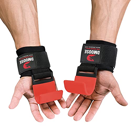 DMoose Fitness Ganchos de Levantamiento de Pesas Grip (par) - Neopreno Acolchado Grueso de 8 mm - Asegure su Agarre y Alcance Sus metas con Guantes de Gancho de Entrenamiento Premium