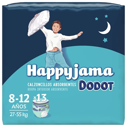 Dodot HappyJama - Pañales Niño 8 - 12 Años, 13 Unidades, 27 - 55 kg, Protección anti-fugas Durante La Noche