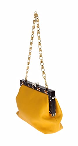 Dolce & Gabbana Bolso de fiesta de noche de cristal de cuero amarillo VANDA