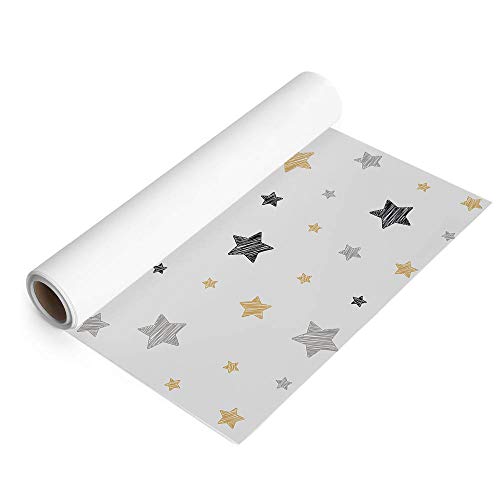 DON LETRA Papel Vinilo Adhesivo de Estrellas para Muebles y Pared de Habitación Infantil, 45 x 200 cm, Color Gris, VNL-097-2M