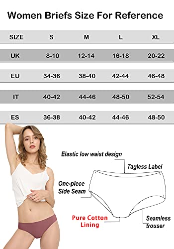 Donppa Bragas Sin Costura Braguitas Licra Mujer Invisible Microfibra Deporte Bikini Hipster Culotte Pack de 6 Multicolor S