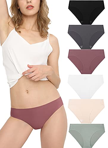 Donppa Bragas Sin Costura Braguitas Licra Mujer Invisible Microfibra Deporte Bikini Hipster Culotte Pack de 6 Multicolor S