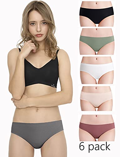 Donppa Bragas Sin Costura Braguitas Licra Mujer Invisible Microfibra Deporte Bikini Hipster Culotte Pack de 6 Multicolor S