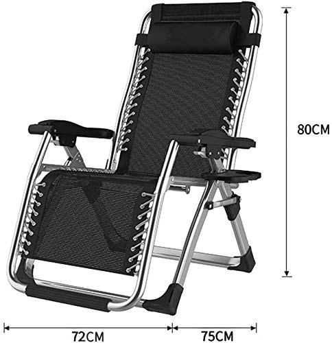 DQCHAIR Silla reclinable para Actividades al Aire Libre con Gravedad Cero y portavasos, Silla Extra Ancha y Ajustable para tumbonas de Patio Garden Beach Beach, con Cojines de 200 kg (Black1)