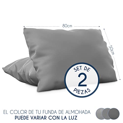 Dreamzie - Set de 2 x Funda de Almohada 50x80 cm, Gris Antracita, Microfibra (100% Poliéster) - Fundas de Almohadas Hipoalergénica - Fundas de Cojines de Calidad con una Suavidad Incomparable