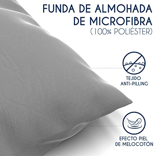 Dreamzie - Set de 2 x Funda de Almohada 50x80 cm, Gris Antracita, Microfibra (100% Poliéster) - Fundas de Almohadas Hipoalergénica - Fundas de Cojines de Calidad con una Suavidad Incomparable