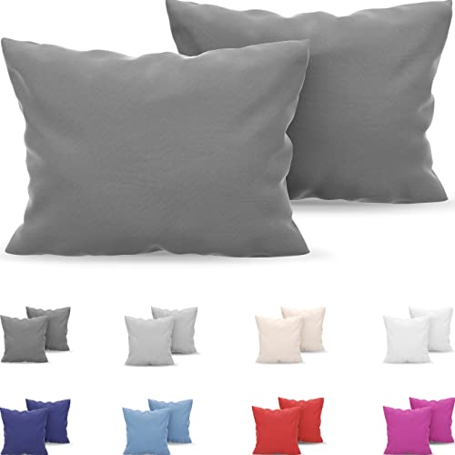 Dreamzie - Set de 2 x Funda de Almohada 50x80 cm, Gris Antracita, Microfibra (100% Poliéster) - Fundas de Almohadas Hipoalergénica - Fundas de Cojines de Calidad con una Suavidad Incomparable