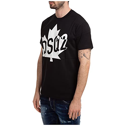 DSQUARED2 Hombre Camiseta Dsq2 Big Leaf Nero M