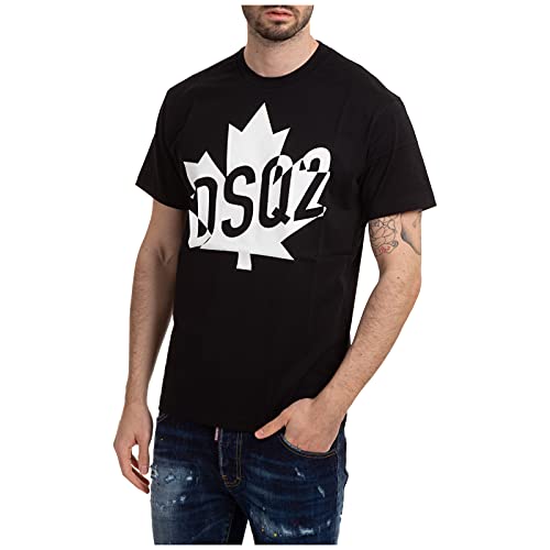 DSQUARED2 Hombre Camiseta Dsq2 Big Leaf Nero M