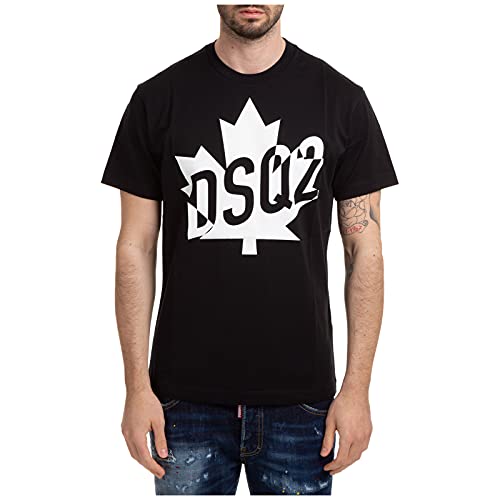 DSQUARED2 Hombre Camiseta Dsq2 Big Leaf Nero M