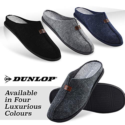 Dunlop Zapatillas Casa Hombre, Zapatillas Hombre Forro de Felpa, Pantuflas Hombre Suela Antideslizante, Regalos para Hombre y Adolescentes Talla 41-46 (42, Gris Oscuro, Numeric_42)