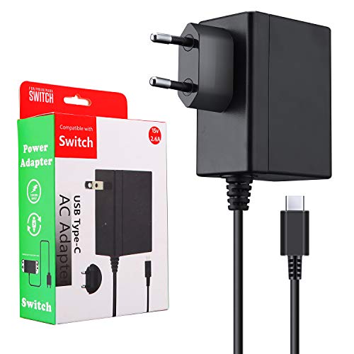 ECCHTPOOWER Cargador Nintendo Switch, Adaptador de Corriente para Switch, Carga Rápida USB Tipo C, Compatible con Modo TV/Nintendo Switch/Switch Lite/Otros Dispositivos de Tipo1 C (1,5M)