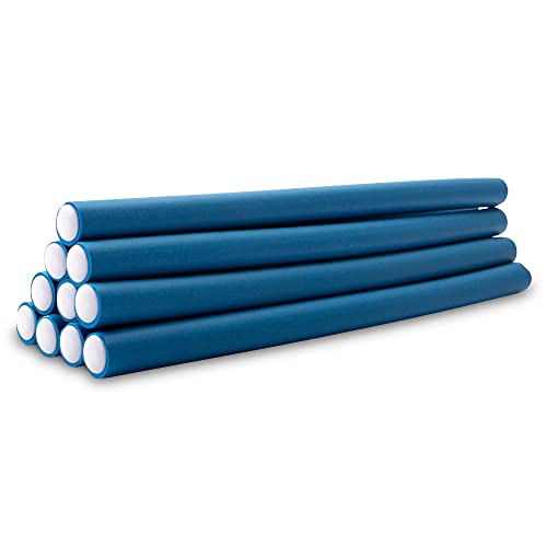 ECENCE Juego de 10 rulos Bigudíes Permanente Rizadores Flexibles 14 mm de diámetro x 240 mm de Longitud Azul 81040408