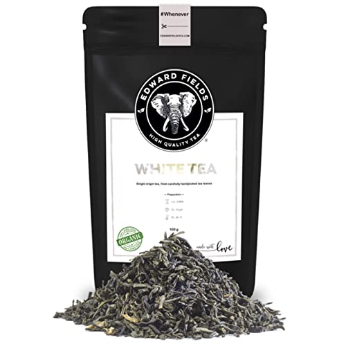 Edward Fields Tea ® - Té blanco orgánico a granel de origen único Vietnam. Té bio recolectado a mano con ingredientes naturales, 100 gramos.