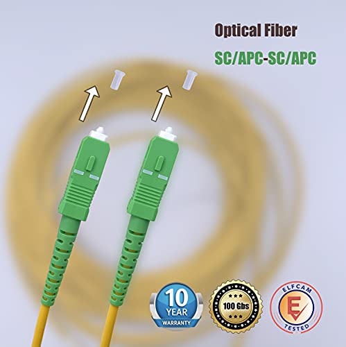 Elfcam Fibra óptica Cable SC/APC a SC/APC monomodo simplex 9/125, Compatible con Orange, Movistar, Vodafone y Jazztel