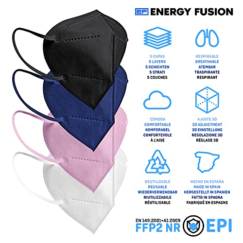 ENERGY FUSION Mascarilla FFP2 colores surtidos, con Ajustador Craneal, Ultraproteccion Certificado Oficial CE