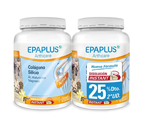 Epaplus Articulaciones Colágeno + Silicio + Ácido Hialurónico INSTANT Duplo- 2x30 Días (2x326 gramos, sabor vainilla)